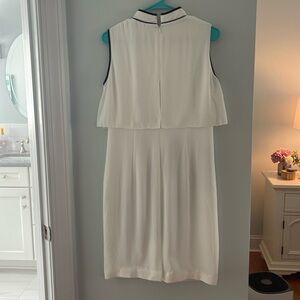 Beautiful lined white dress with black and pink print  and sweet details